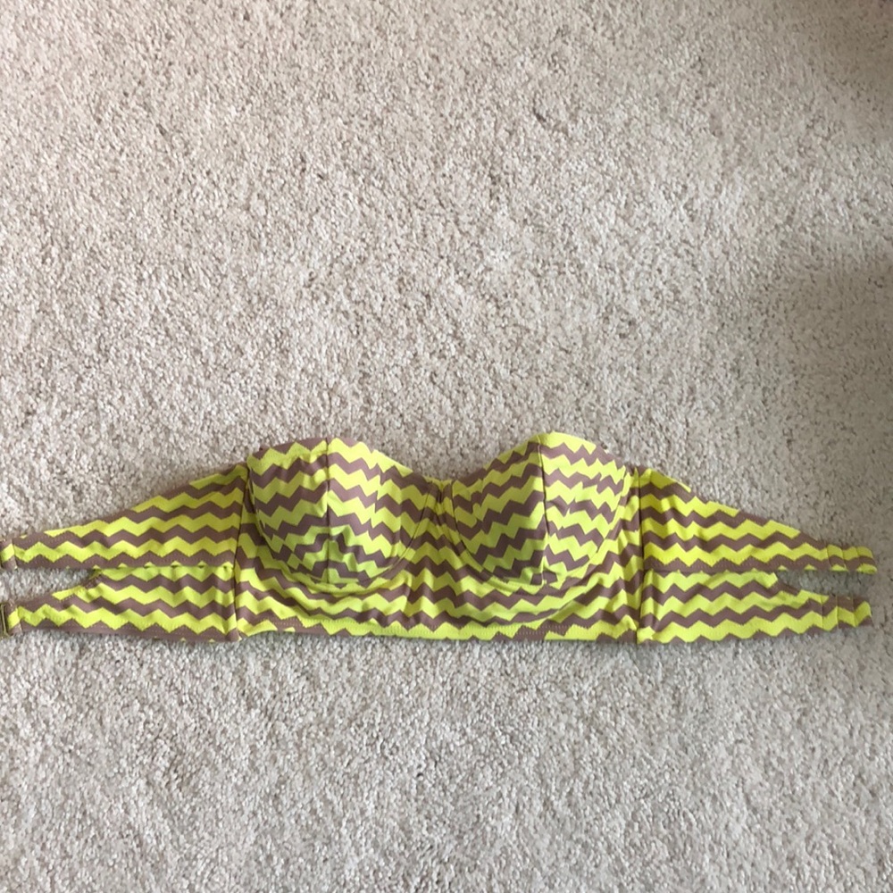 Neon chevron strapless bathing suit top